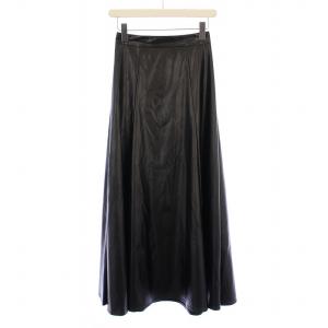 23AW フェイクレザーフレアースカート ロング 1 黒 GGZ1032301A0002 /BM