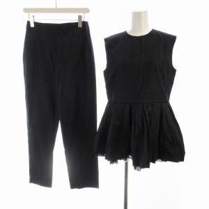 22SS セットアップ ノースリーブシャツ ペプラム スラックスパンツ 1 紺 ネイビー 09WF0222125