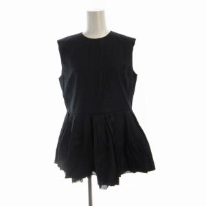 MILA OWEN MILAOWEN 22SS セットアップ ノースリーブシャツ ペプラム スラックスパンツ 1 紺 ネイビー 09WF0222125