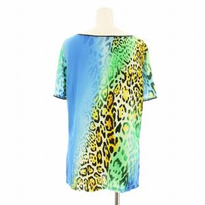 LEONARD 0435428 Tシャツ カットソー 半袖 レオパード柄 ヒョウ柄 42 青 ブルー マルチカラー /KU