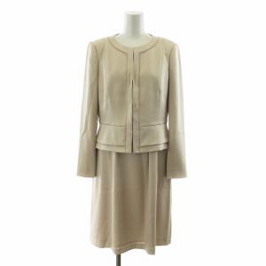 ワンピーススーツ セットアップ ノーカラージャケット ロング 38 ベージュ 10311-11-41 14311-11-41