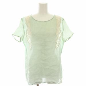 ブラウス シャツ レース ラミー 半袖 M 黄緑 イエローグリーン 663103410700 /HN