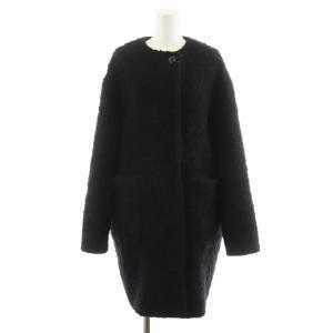 23AW ループツイードコクーンコート ボア 38 ブラック