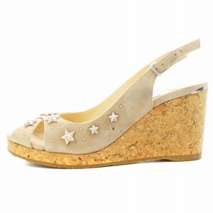 JIMMY CHOO サンダル ストラップ スタッズ 星 スター ウェッジソール スエード 37 ベージュ /AN7