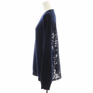 VALENTINO ニット セーター 長袖 レース切替 ウール カシミヤ M 紺 ネイビー WB3KC24S6LT /AN32