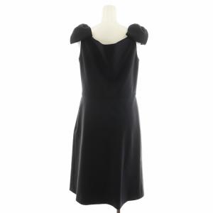 VALENTINO ワンピース ノースリーブ ひざ丈 リボン 42 黒 ブラック CB3VS4X5-V1F928B /AN19