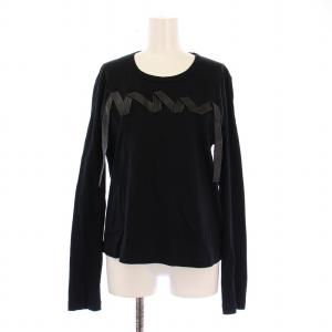 COMME des GARCONS カットソー 長袖 Uネック ストレッチ フェイクレザー 装飾 M 黒