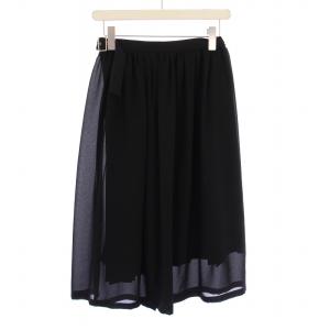 COMME des GARCONS ラップスカート 巻き フレア プリーツ ひざ丈 切替 S 黒 ブラック