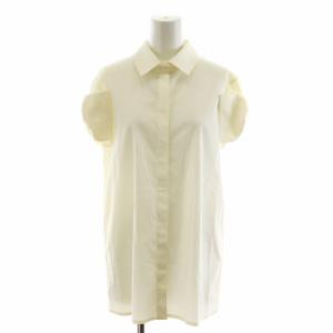 シャツ ブラウス 半袖 リボン コットン 42 白 ホワイト CB380475-V1G716B /AN37