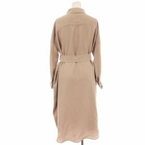 BARNEYS NEW YORK シャツワンピース ロング ストライプ 2110172 長袖 ベルト ワンピース 36 ピンクベージュ /G