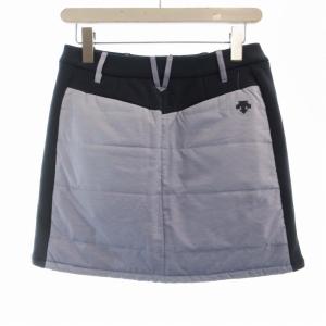 DESCENTE ウールパディング 中わたスカート ミニ ロゴ S ライトブルー 紺 ネイビー DGWOJE07 /RO