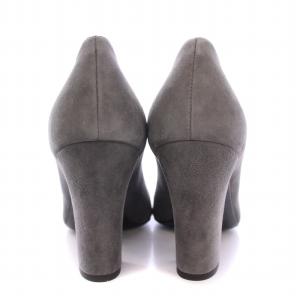 PRADA パンプス ラウンドトゥ チャンキーヒール スエード 37.5 グレー /BB