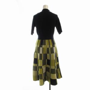 BARNEYS NEW YORK ニット ワンピース ひざ丈 総柄 ハイネック 五分袖 38 マルチカラー A14629P /RO