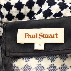 Paul Stuart セットアップ スカート 20-661-28 ブラウス 総柄 ひざ丈 8 ネイビー グレー /G