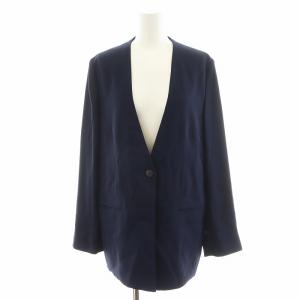 22SS POWDER CREPE COLLARLESS JKT N ノーカラージャケット 2 紺 ネイビー