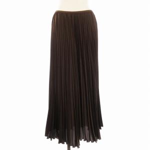 プリーツスカート ロング フレア S 茶 ブラウン 01-0307300-370-902 /EE