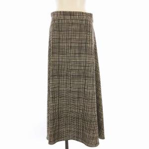 フレアスカート ロング 総柄 2 黒 ブラック 01-9207303-990-702 /EE