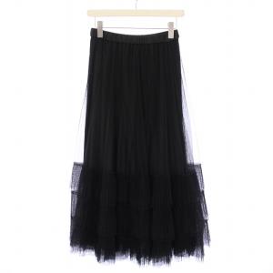 ボリュームチュールスカート フレア ギャザー イージー マキシ ロング シアー シースルー ウエストゴム