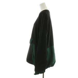 UN3D. スウェット トレーナー 長袖 バイカラー F 黒 ブラック 緑 グリーン 522252703201-01