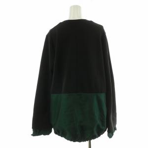 UN3D. スウェット トレーナー 長袖 バイカラー F 黒 ブラック 緑 グリーン 522252703201-01