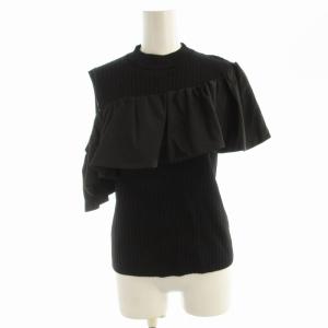 ギャザーフリルニットトップ ノースリーブ フリル 36 黒 ブラック 032224308400 /EE