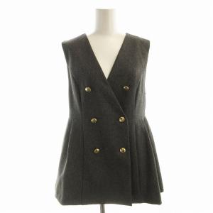 メタルボタンペプラムジレ ベスト ダブルボタン F ダークグレー 017-4255850 /EE