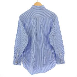45R 180番三子の908ローファーシャツ カジュアル 長袖 レギュラーカラー ストライプ柄 青 ブルー 白