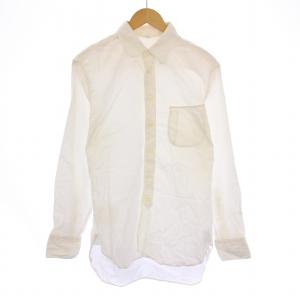 カジュアルシャツ 長袖 レギュラーカラー 無地 白 ホワイト /BB