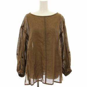 ブラウス カットソー シアー 長袖 F 茶 ブラウン 168-1150051 /HN
