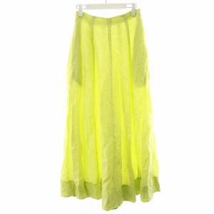 フレアスカート ロング丈 黄緑 /AN9