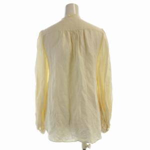 MYLAN シャツ ブラウス プリーツ バンドカラー 麻 リネン混 長袖 F アイボリー  MY15SS-BL001