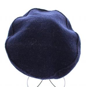 45R 縮絨のベレー帽 帽子 ウール ロゴ 紺 ネイビー 7109099 /KU
