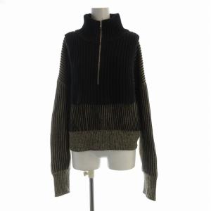 24AW レイヤードハーフZIPニット セーター プルオーバー 長袖 F ベージュ 黒 ブラック KB47-22J010