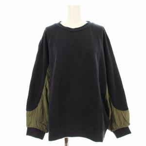 21SS コットンウラケ/スウェット ZU13JJ038 トレーナー 長袖 切替 M 紺 ネイビー カーキ