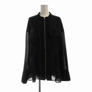 24SS カーディガン シアー シースルー ジップアップ F 黒 ブラック 164200006 /RO