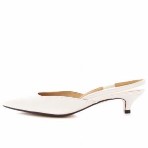 allureville パンプス ポインテッドトゥ レザー バックストラップ 23.5cm 白 ホワイト /G