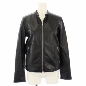 22AW シープレザーシングルライダースブルゾン ジャケット ラムレザー 羊革 36 黒 22011400130030