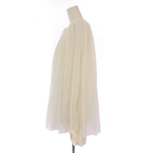 YLEVE コットンボイルペザントブラウス フレアシャツ ギャザー 長袖 スキッパー 無地 1 白 ホワイト 168-2150039