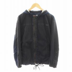 BARTEK-NE-UTILITY パーカー ジップアップ デニム地 M 黒 ブラック 青 ブルー /AN21