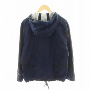 DIESEL BARTEK-NE-UTILITY パーカー ジップアップ デニム地 M 黒 ブラック 青 ブルー /AN21