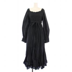 コットンシャーリングイレヘム2WAYドレス シャツワンピース フレア ギャザー ミモレ ロング 長袖 ボートネック