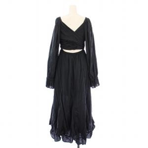 CASA FLINE コットンシャーリングイレヘム2WAYドレス シャツワンピース フレア ギャザー ミモレ ロング 長袖 ボートネック