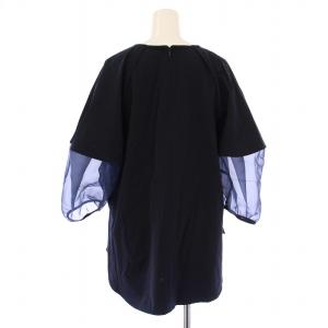 ELENDEEK HALF ORGANZA SLEEVE BL ハーフオーガンザスリーブブラウス シャツ 五分袖 クルーネック