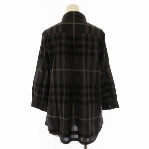 シャツ ブラウス 長袖 チェック 38 黒 ブラック B1M07-416-09