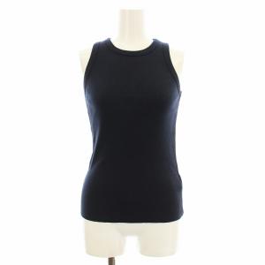24SS Looseyリブ タンクトップ カットソー ノースリーブ F 紺 ネイビー 24070500409110