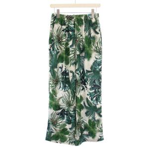 LEAF PRINT PANTS リーフプリントパンツ スラックス イージー タック ギャザー ストレート