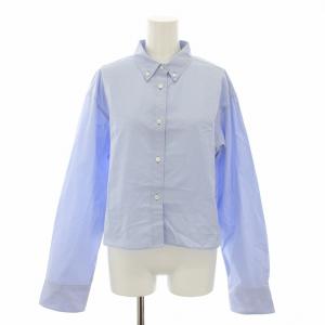 23SS シャツ ブラウス ボタンダウン 長袖 ショート丈 サックスブルー 23050500802110