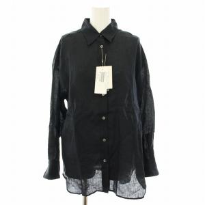 23SS オーガニックリネンロングシャツ ブラウス 長袖 麻 タグ付き F 黒 ブラック 23050370210010
