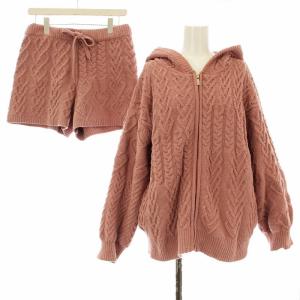 22SS バレンタイン スフレ ハート アラン パーカー ショーツ セットアップ ジップアップ 長袖 ショートパンツ