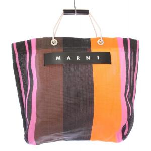 Flower CAFE フラワーカフェ トートバッグ ハンドバッグ ロゴ ストライプ柄 ナイロン マルチカラー